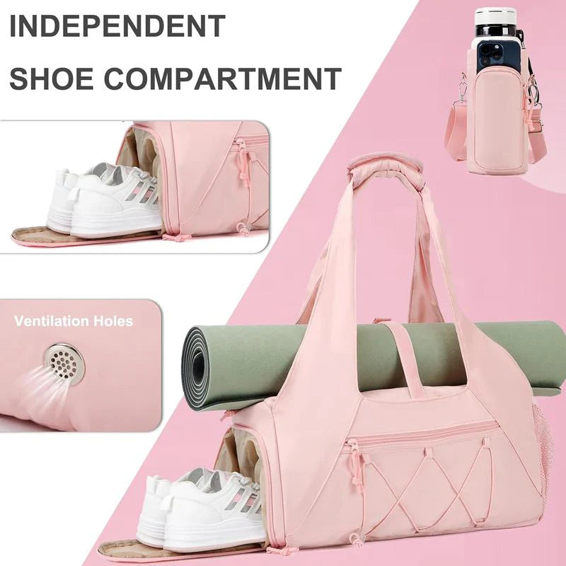 Yoga Mat Bag with Shoe Compartment and Wet Pocket - Versatile Gym Tote with Yoga Strap for Travel and Fitness Essentials